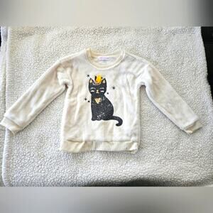 Kensie Girl sequined black cat cream sweater size 5 girls‎